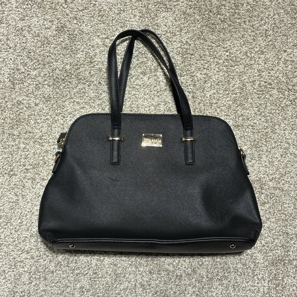 Kate Spade Satchel Bag Womens‎ Large Black Leather Zip Top Shoulder Handbag Work